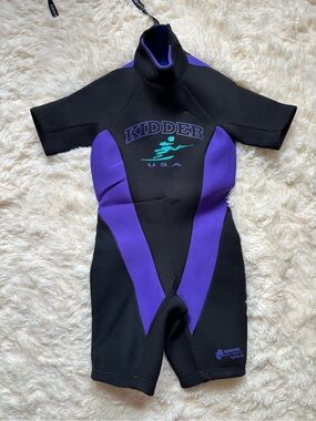 Kidder Shorty Wetsuit Black Purple Size S Neoprene Spring Suit Back Zip